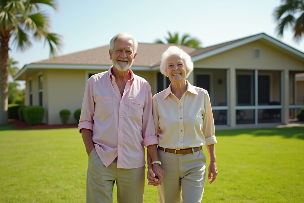 Couple retraité dans leur jardin en Floride