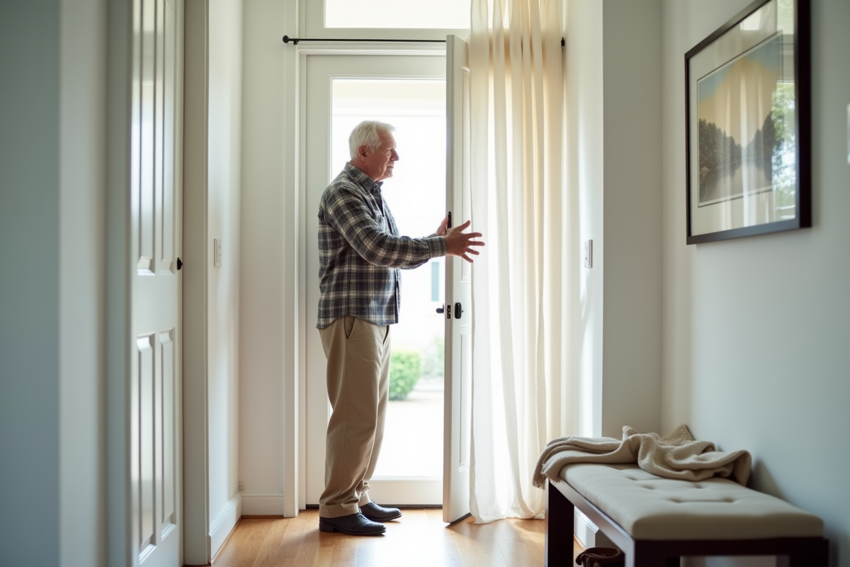 Homme mesurant une porte d